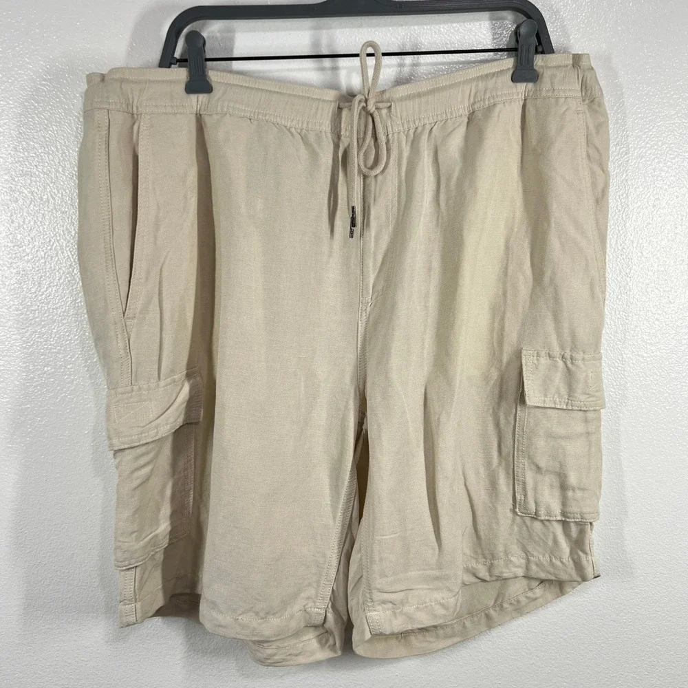 Cubavera Linen Blend‎ Cargo Shorts Relaxed Fit Drawstring Waist XL Outdoors